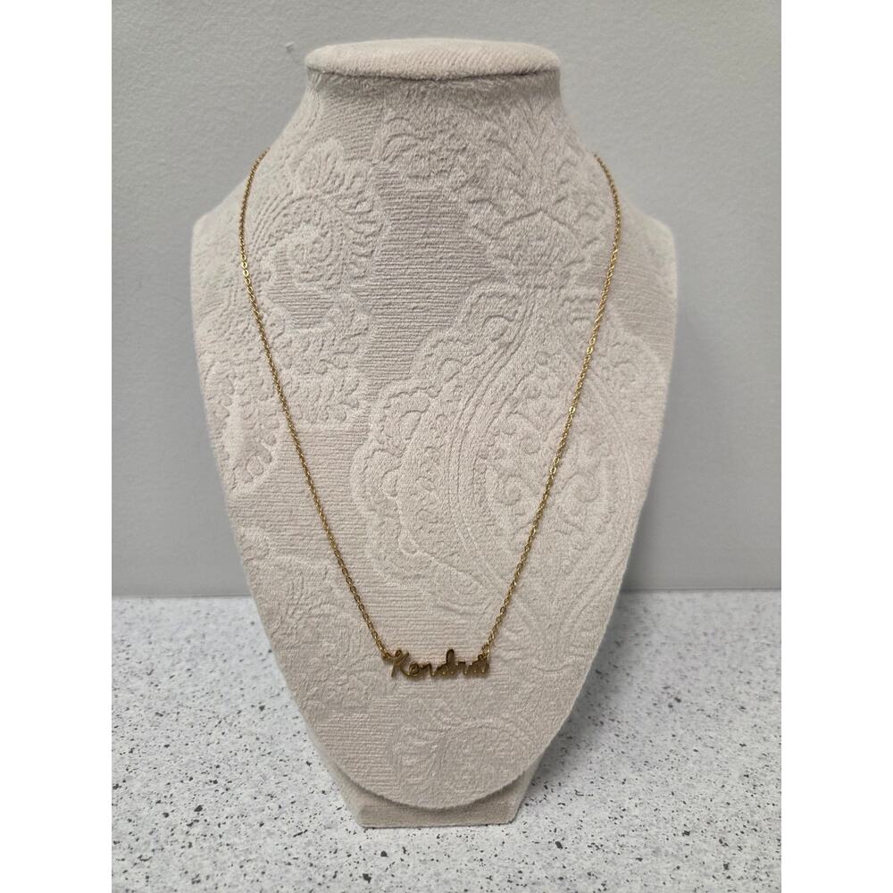 Gold Tone “Kendra” Name Necklace Script Personalized Jewelry